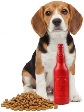Indestructible Dog Chew Toys for Aggressive Chewers - Tough Rubber Dog Toy for Large Medium Small Breeds - Durable Red Bottle dog Teething Toys - Interactive Fetch, Play & Floating Water Toy