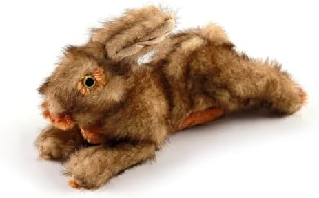 ALL FOR PAWS Classic Rabbit Squeaky Doy Toy, Bunny Dog Toy for Small Medium Breed, Puppy Fetch Toy with Squeaker, Plush Chew Dog Toy, Brown Rabbit -Small Size