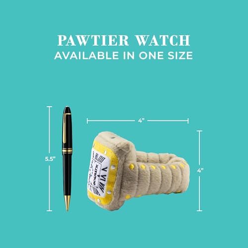 Haute Diggity Dog Pawtier Watch Plush Dog Toy, Luxury Parody Chew Toys