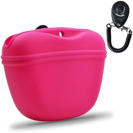 AUDWUD Silicone Dog Treat Pouch with Clicker Magnetic Closure Secure Clip