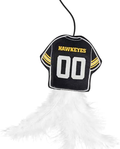 Pets First NCAA Iowa Hawkeyes Team Jersey Wand with CAT NIP, Cat Toy Jersey Shaped Plush Teaser Toy for Cats & Kittens - Interactive Pet Toy for Play & Exercise