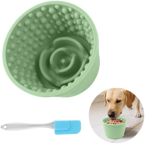 Dog Slow Feeder Lick Bowl - Non-Slip Licking Treat Dispenser for Small Medium Large Dogs, Promotes Anxiety Relief & Prevents Choking, Easy to Clean Feeding Bowl (Green, S)