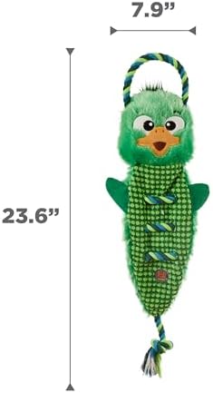 Outward Hound Ropiez Rope Interactive Dog Tug Toy for Tugging Squeaky Fun, 23.6 Inch Mallard, Green, Large