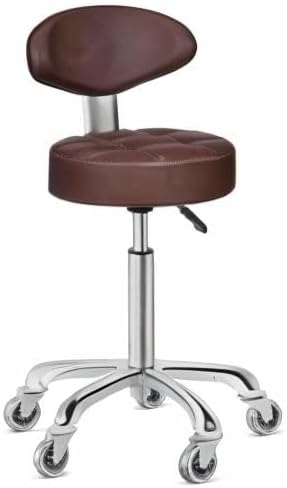 Kaleurrier Swivel Stool Adjustable Height: Heavy Duty Hydraulic Rolling Chair Metal Stool for Kitchen Salon Bar Office Massage (with Back Rest) (Coffee)