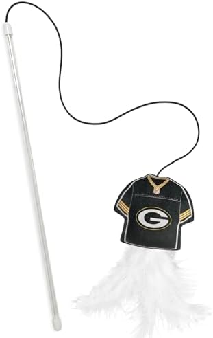 Pets First NFL Green Bay Packers Team Jersey Wand with CAT NIP, Cat Toy Jersey Shaped Plush Teaser Toy for Cats & Kittens - Interactive Pet Toy for Play & Exercise