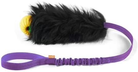 HOWGO Bungee Dog Toy, 100% Sheepskin Tug Rope (Purple, w/Rubber Ball)