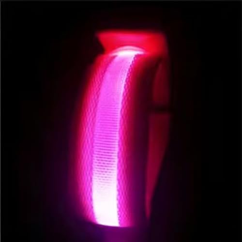 USB Rechargeable LED Pet Leg Bands 8.3×1 Inch, Adjustable 4cm | 3 Light Modes | Halloween Night Dog Walking Safety Glow Straps for Dogs, Cats & Adults 18+ (2-Pack)，Pink