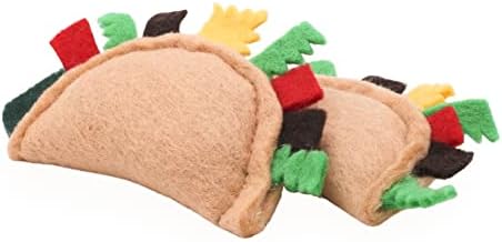 Glaciart One Felt Taco Cat Toys with Catnip | 2 Pcs Cute Cat Toy for Interaction & Boredom Relief, Encourages to Exercise, Explore & Play | Filled w/Organic Catnip to Help Sooth or Reduce Anxiety