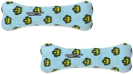MIGHTY Tuffy 2 Pack Bone Dog Toy: Ultra Durable Plush Toy with Multiple Layers & Reinforced Seams, Washable and Floats, Vinyl Bone & Fleece