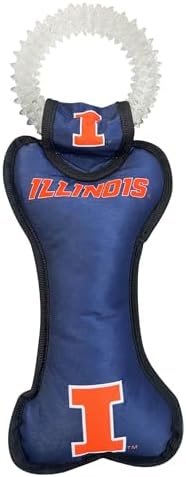 Pets First NCAA Illinois Fighting Illini Dental Dog TUG Toy with Squeaker. Tough PET Toy for Healthy Fun, Teething & Cleaning Pets Teeth & Gum