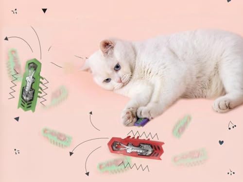 Cat Bug Toy Electric Moving Interactive Cat Toy for Indoor Cats Educational Cat Teaser Toy 2PCS Electronic Beetle Interactive Set for Indoor Cats Kitten Chase Exercise Battery Operated