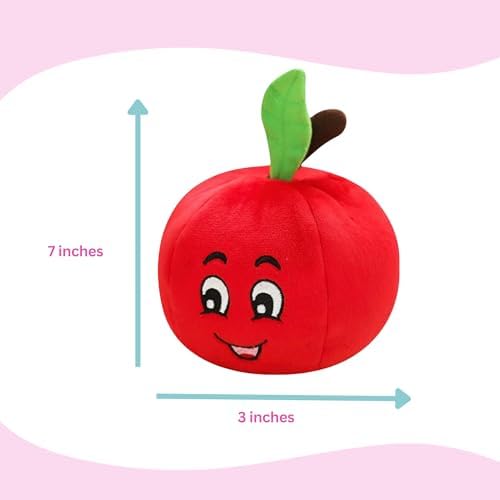 Glow Pups Dog Toy, Plush Squeaky Tomato Dog Chew Toy for Interactive Play, Durable Cotton Construction, Promotes Mental Stimulation and Reduces Stress, 5.75"x6", Red