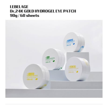 LEBELAGE Eye Patch Hydrogel 24K Gold 60 Sheets | Cooling Hydrogel Under Eye Patches with Gold | Moisturizing Eye Care for Daily Skincare Routine