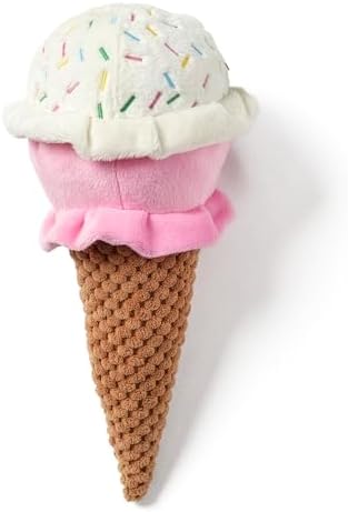 petlou Durable Plush Dogs Squeak Toys. 10-Inch Ice Cream