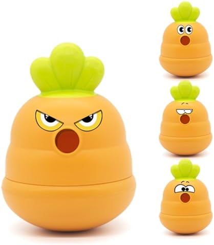 Interactive Treat Dispensing Dog Toy,Natural Rubber Chew Toy for Dog,Carrot Shaped Roly-Poly Toy Design,Fillable Food Puzzle Ball for Small and Medium-Sized Dogs