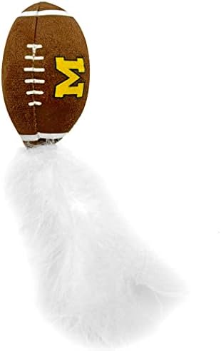 BEST PLUSH CAT TOY NCAA MICHIGAN WOLVERINES Complete Set of 3 piece Cat Toys filled with Fresh Catnip. Includes: 1 Helmet Cat Toy, 1 Football Cat Toy with Feathers & 1 Beer Bottle. Beautiful Team LOGO