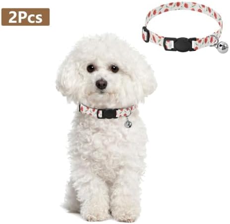 Watercolor Red Poppies Leaf White Kitten Collar 2 Pack Soft Polyester Pet Collar Adjustable 10.6 to 17.1 Inches