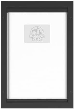 Hakuna Pets Deluxe Aluminum Pet, Cat and Dog Door with 2-Way Locking Panel for Screens, Doors and Walls up to 2.8" Thick, Large, Black