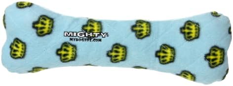 MIGHTY- No Stuff Bone-Blue– Squeaky Plastic Core. 2-in-1 Toy. Made Durable & Floats, Strong & Tough. Interactive Play Dog Toy (Tug, Toss & Fetch)