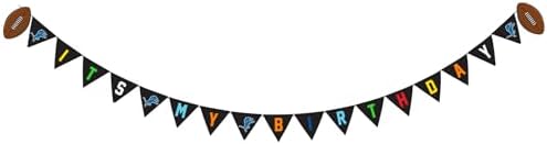 NFL Detroit Lions Dog Birthday Party Set 9pcs with 1 Football Bandana Small/Medium, 1 Banner, 1 Birthday Cake Toy & 6 B-Day Balloons, Dog Birthday Set, Costume, Fun Doggie Pawty Accesories