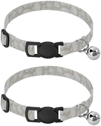 Grey Marble Easy to Clean Dog Collar 2 Pack Soft Cat Collar