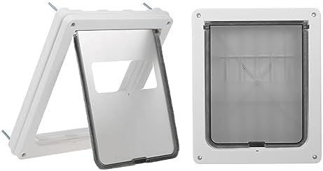 GLOGLOW Automatic Cat Door with 4 Way Locking and Screw Fixing for Dog Proof Pet Food Guard Indoor Use (S)