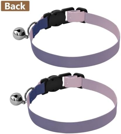 Purple Pink Gradient Comfortable Cat Collar, 2 Pack Decorative Pet Collar with Bell