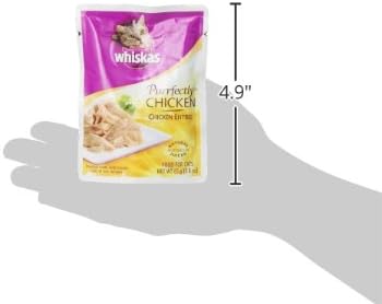 Whiskas Purrfectly Chicken Wet Cat Food Pouches, 3 oz, 24 count | Real chicken in natural juices, natural ingredients, flake texture, nutritionally complete for adult cats, Flavor-Lock Pouch