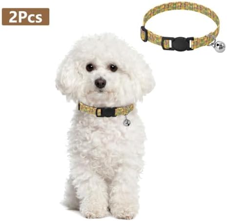 Colorful Frogs Collars for Puppies, 2 Pack Breakaway Cat Collars with Bell