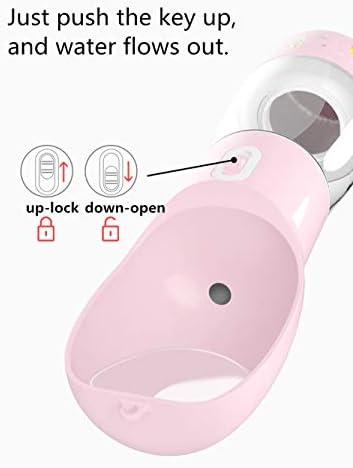 Portable Dog Water Bottle with Food Container Dishwasher Safe-Pink