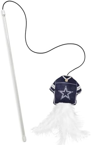 Pets First NFL Dallas Cowboys Team Jersey Wand with CAT NIP, Cat Toy Jersey Shaped Plush Teaser Toy for Cats & Kittens - Interactive Pet Toy for Play & Exercise
