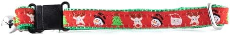 THE WORTHY DOG Christmas Patterns, Breakaway Cat Collar with Bell, Red