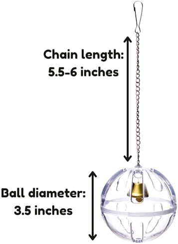 Bird Foraging Ball Toy, 3.5 Inch, Interactive Hanging Treat Dispenser & Enrichment Toy for Cockatiels, Parrotlets, Conures, Caiques, Small Parrots, and Doves, Forage Toy