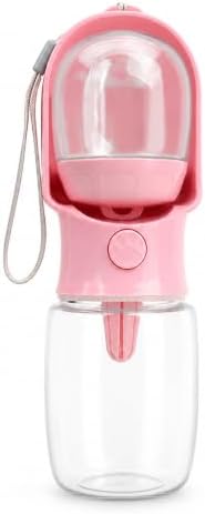 2-in-1 Dog Water Bottle with Food Container, Small, Pink