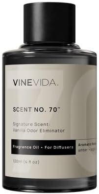 VINEVIDA [4 Fl Oz] Vanilla Odor Eliminator Fragrance Oil for Cold Air Diffusers, Essential Oils for Diffuser Oil Refill & Air Freshener Room Spray.