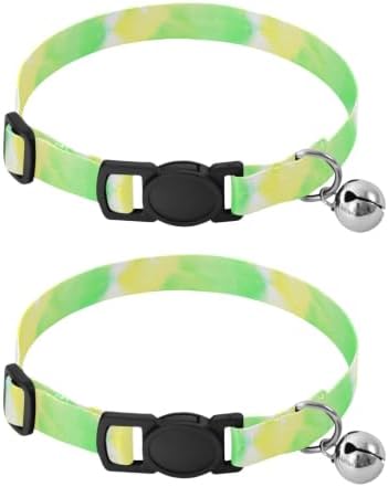 Watercolor Pastel Green Adjustable Buckle Pet Collar 2 Pack Comfortable Cat Collar