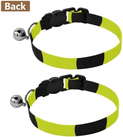 2 Pack Kitten Collar Tiny Black Polka Dots On Yellow Cat Collar with Bell, Adjustable 10.6 to 17.1 Inches