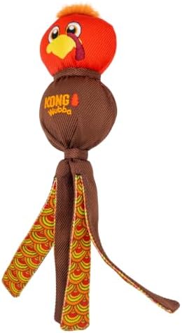 KONG Thanksgiving Wubba Turkey Large 2 Pack – Durable Interactive Tug & Toss Dog Toy