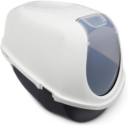 Navy & White Enclosed Smart Cat Cove Litter Box