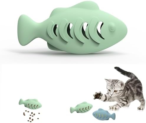 Cat Toys for Indoor Cats Interactive Cat Toy Food Dispenser Feeder Treat Dispensing Can be Stuffed with Cat Treats, Catnip (Green)