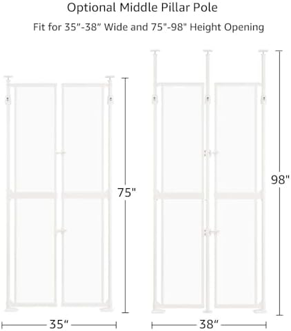 unipaws 75" High Transparent Clear Cat Safety Gate, No Drilling | Fit for 35"-38" Wide and 75"-98" Height Opening, Auto Closing, Stable 3 Support Pillars, Extra Tall for Doorway, Stairs