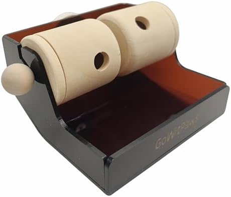 Rolling Treat Dispenser, Dual Wooden Roller Foraging Toy with Tea-Colored Acrylic Tray, Interactive Puzzle Feeder for Small and Medium Parrots