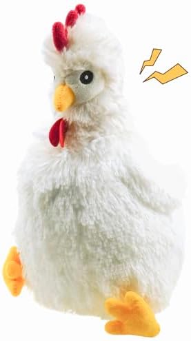 Squeaky Stuffed Dog Toys – Fat Plush Chicken Chew Toy, Cute & Funny Interactive Puppy Toy for Small, Medium & Large Dogs(White Chick)
