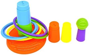 Hypeety 3 Pack Bird Intelligence Toys Stacking Training Rings Mini Shopping Cart Skateboard Stand Perch for Parrot Parakeet Cockatiel Conure Budgie Cockatoo (B)
