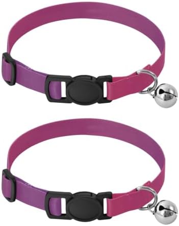 Purple Gradient Small Dog Collar with Bell 2 Pack Pet Collar Adjustable Length 10.6" to 17.1"