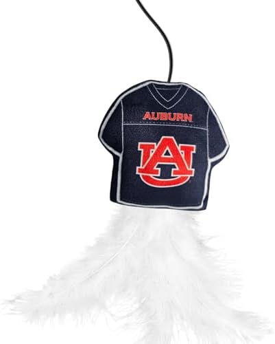 Pets First NCAA Auburn Tigers Team Jersey Wand with CAT NIP, Cat Toy Jersey Shaped Plush Teaser Toy for Cats & Kittens - Interactive Pet Toy for Play & Exercise