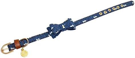 Small Dog Costume Collar - Plaid Bowtie Kitten Bandana Collar for Halloween - Teacup Yorkie Chihuahua Clothes Outfits Accessories, Adjustable (Navy Note Bow Tie, 8.7 to 11-Inch)