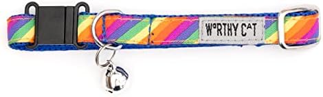 THE WORTHY DOG Summer Pattern, Breakaway Cat Collar, with Bell, Multi