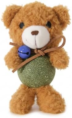 Cat Toys with Catnip Kitten Chew Bite Supplies Boredom Relief Fluffy Kitty Teeth Cleaning Chewing Cat Lovers Interactive Plush Gift (New Bear)