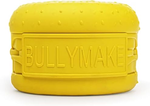 BULLYMAKE Toss N Treat Cheeseburger Dog Toy, Treat Dispensing, Rubber Toy